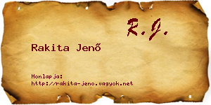 Rakita Jenő névjegykártya